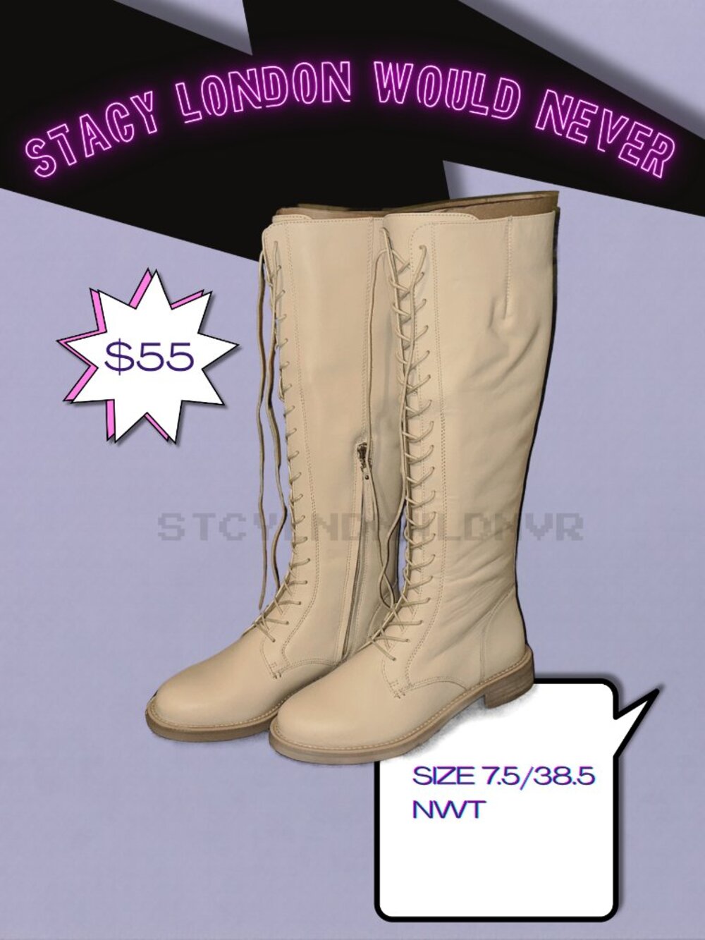 KNEE-HIGH CREAM FLAT BOOTS NWT - Sam Edelman size 7.5/38.5